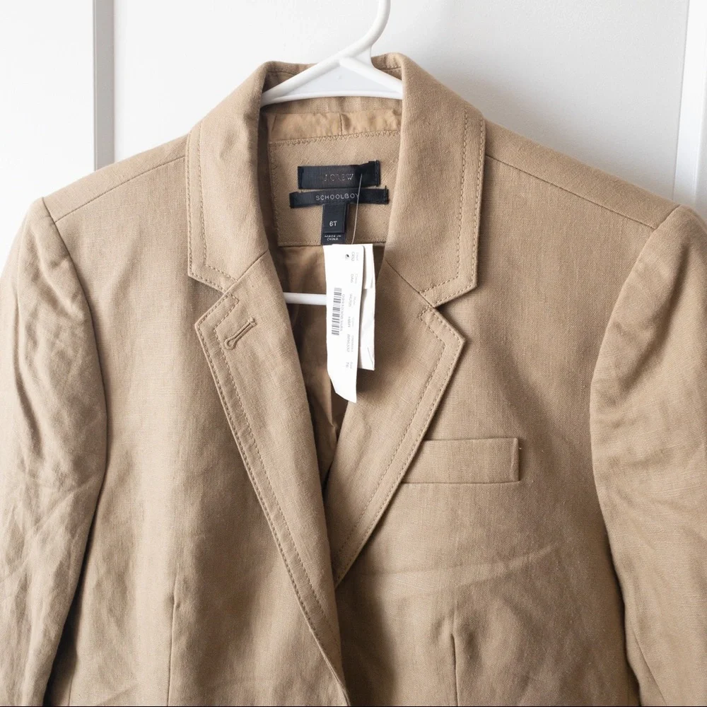 J.Crew Tan Khaki Linen Blend Blazer Size Tall 6 - Picture 2 of 4
